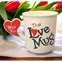 The Love Mug Red Heart Handle I Love You Vintage Coffee Cup Valentine Gift - £9.56 GBP