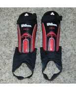 Soccer Shin Guards Adult Mens Wilson Hex Black &amp; Red Over The Foot  - £12.56 GBP