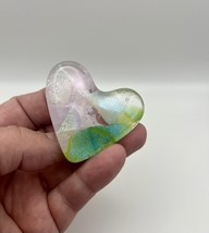 Handmade Dichroic Glass Heart Object de Arté Keepsake- “You Are Loved&quot; #... - $45.00