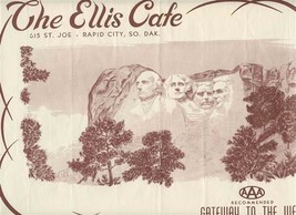  Ellis Cafe Placemat Rapid City South Dakota Gateway to the West Mount Rushmore  - £14.09 GBP