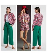 New Anthropologie Antik Batik Blossom Floral Jacket $335 LARGE Red - £123.89 GBP