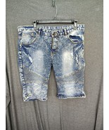 Mark &amp; Dutch Shorts Men&#39;s 36 Denim Skater Hip Hop Distressed Blue - $30.43