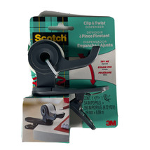 Scotch Clip and Twist Desktop Tape Dispenser Grey Portable Gray with 350&quot; Tape - £5.54 GBP
