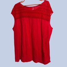 Woman&#39;s Red Crochet Lace Yoke Top - Size 3X - Cotton Blend - Made in Vie... - $266.09 MXN