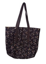 Handmade Quilted Fabric Dog Face Tote Bag Black Inner Pocket Large Doubl... - $23.74