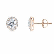 ANGARA Lab-Grown Diamond Studs with Halo in 14K Gold (Size-5x3mm, 0.5 Ct) - £524.45 GBP