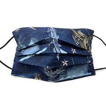 Pleated US Navy Blue Military Ship Car Face Mask, Fighter Jet Carrier He... - $13.67
