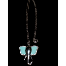 Beautiful vintage elephant necklace with turquoise colored ears - $25.74