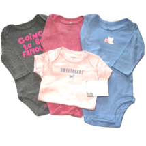 6 Month Baby Girl one piece shirts Carters Okie Dokie Lot 4 Long &amp; short... - $5.93