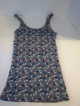 WOMEN&#39;S JRS LILU STRETCH RIBBED TANK TOP MULTI TRIANGLE GRAY PRINT NEW $15 - $10.99