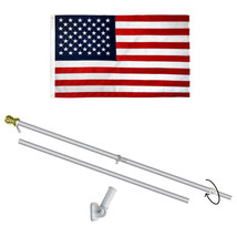 3x5 Embroidered USA Flag Pole Kit 6ft Spinning Pole Bracket Tangle Free ... - £50.56 GBP