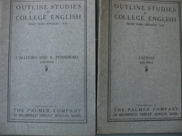 Outline Studies in College English, Lycidas written by Maud Elma Kingsle... - $25.00
