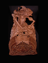 Large Vintage Foo Dog Magazine rack - Carved Dragon Slayer - antique Asian wood  - £136.68 GBP