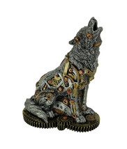 Mechanical Steampunk Howling Wolf Cyborg Dog Statue - £27.36 GBP