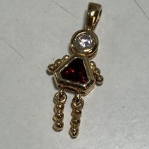 Gold Plated Sterling Silver 925 Charm Birthstone Baby Girl Red Glass Jul... - $19.75