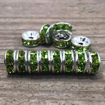 100pcs Olive Czech Rhinestone Rondelle Beads - £6.24 GBP+