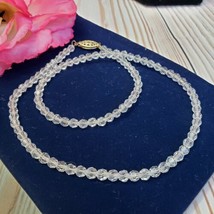 Vintage Clear Crystal Glass Bead Choker Necklace 16” Long 1/20 12K GF Clasp - £19.53 GBP