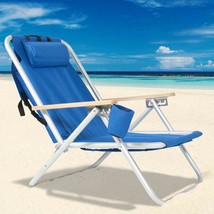 Backpack Beach Chair Folding Portable Chair Blue Solid Construction Color Blue - £58.52 GBP
