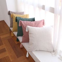 Cotton And Linen Tassel Handmade Pillow Cover - £947.54 GBP+