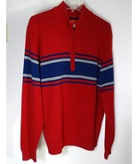 Mens IZOD Half Zip Long Sleeve High Collar Sweater, Blue Stripe Red XL S... - £23.73 GBP