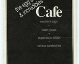 The Egg Shell &amp; Incredibles Cafe Menu Blake Street Denver Colorado 1980&#39;s - £17.22 GBP
