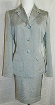 Evan Picone Suit Two Piece Blazer Jacket Skirt Silver Gray size 6 - £25.72 GBP
