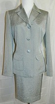 Evan Picone Suit Two Piece Blazer Jacket Skirt Silver Gray size 6 - $604.37 MXN