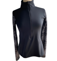 Nike Pro Women Dri Fit Half Zip Jacket M Black Geometric Pullover Stretch - $12.96