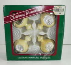 VTG Christmas Trimmeries Hand Decorated Glass Ornaments Bradford Novelty Set 4 - £12.26 GBP