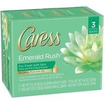 Caress Emerald Rush Gardenia- White Tea Essence 3 Bars 3.15 oz - £15.04 GBP