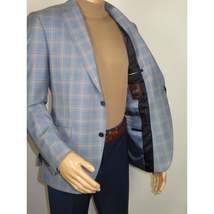 Men's Mono Turkey Sport Coat 100% Super 180s Wool 1522-02 Blue Brown Plaid image 3