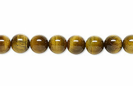 8mm Natural Brown Tiger Eye Round Beads, 1 15in Strand, stone, tigereye - $12.00