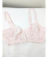 Vintage Olga size 36C pastel bra pink eyelet lace mesh underwire nylon c... - $18.00