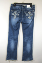 Grace In LA Jeans Womens 28 Easy Fit Medium Wash Stretch Rhinestones Cross Flap - £21.90 GBP