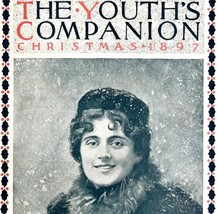 Christmas Number Woman In Snow 1897 Victorian Cover Art Youth&#39;s Companion DWII7 - £46.27 GBP