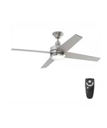 HDC Mercer 52 in. LED Indoor Brushed Nickel Ceiling Fan w/ Light &amp; Remote - £52.75 GBP