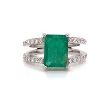 Natural Emerald Diamond Ring 14k Gold 2.85 TCW Size 7 Certified $5,970 111873 - £1,416.53 GBP
