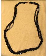 Antique Victorian 46&quot; Black Four Strand Mourning Necklace  - $147.51