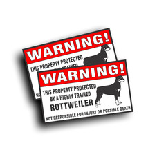 2X Warning Decal Trained Rottweiler Guard dog pet bumper window Fence Sticker - £12.73 GBP