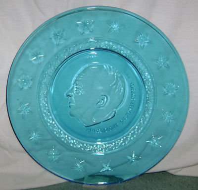 Wheaton Clear Blue President Dwight D. Eisenhower Plate "8 Stars - $2.95