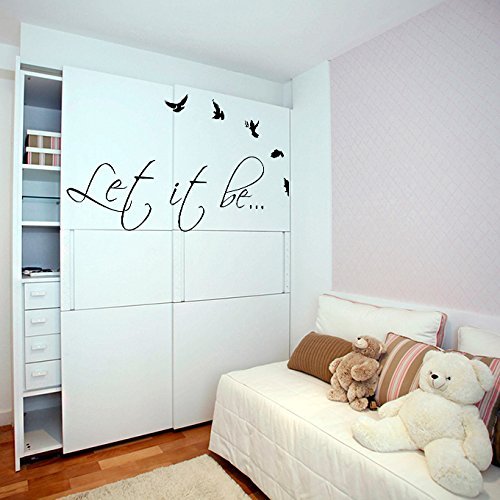( 47'' x 25'') Vinyl Wall Decal Quote Let It Be with Birds by The Beatles / Text - £30.71 GBP