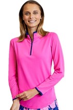 Nwt Ladies G Lifestyle Hot Pink &amp; True Navy Long Sleeve Mock Golf Shirt S M L Xl - £51.34 GBP