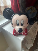 Vintage &#39;90s Mickey Mouse Ceramic Vase Planter Hearts With Bow Tie Disney Stamp - £10.82 GBP