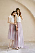 Rose Pink Tulle Maxi Skirt with Train Plus Size Pink Bridesmaid Ball Gown Skirt image 3