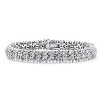 PalmBeach Jewelry 1/4 TCW Diamond Platinum-Plated Snake-Link Tennis Bracelet 7&quot; - £79.11 GBP