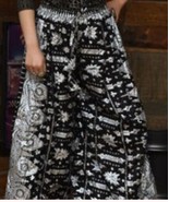SILVER ON BLACK ASSUIT PRINT ATS REN FAIRE GYPSY PANTALOONS  - $79.19