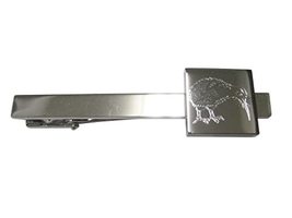 Silver Toned Square Etched Kiwi Bird Tie Clip - £32.14 GBP