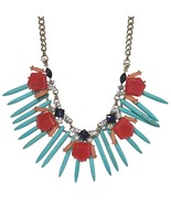 Ann Taylor Loft Faux Turquoise Talon and Rhinestone Statement Necklace J... - $49.50