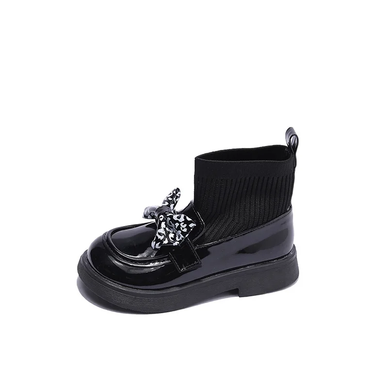  boots 2022 autumn kids fashion short chelsea boots patent high top children shoes sock thumb200