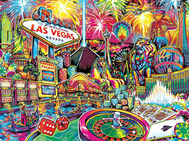 Las Vegas Casino Attractions Fireworks Venice Ceramic Tile Mural Backsplash - £54.60 GBP+